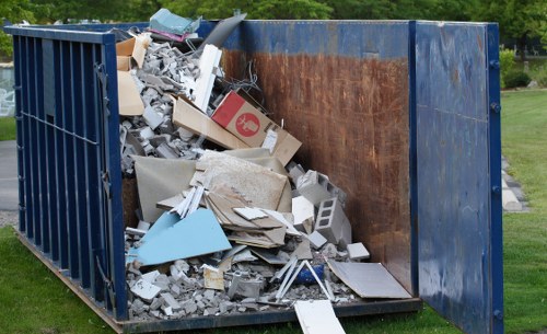 Business area in Hayes with a commercial skip